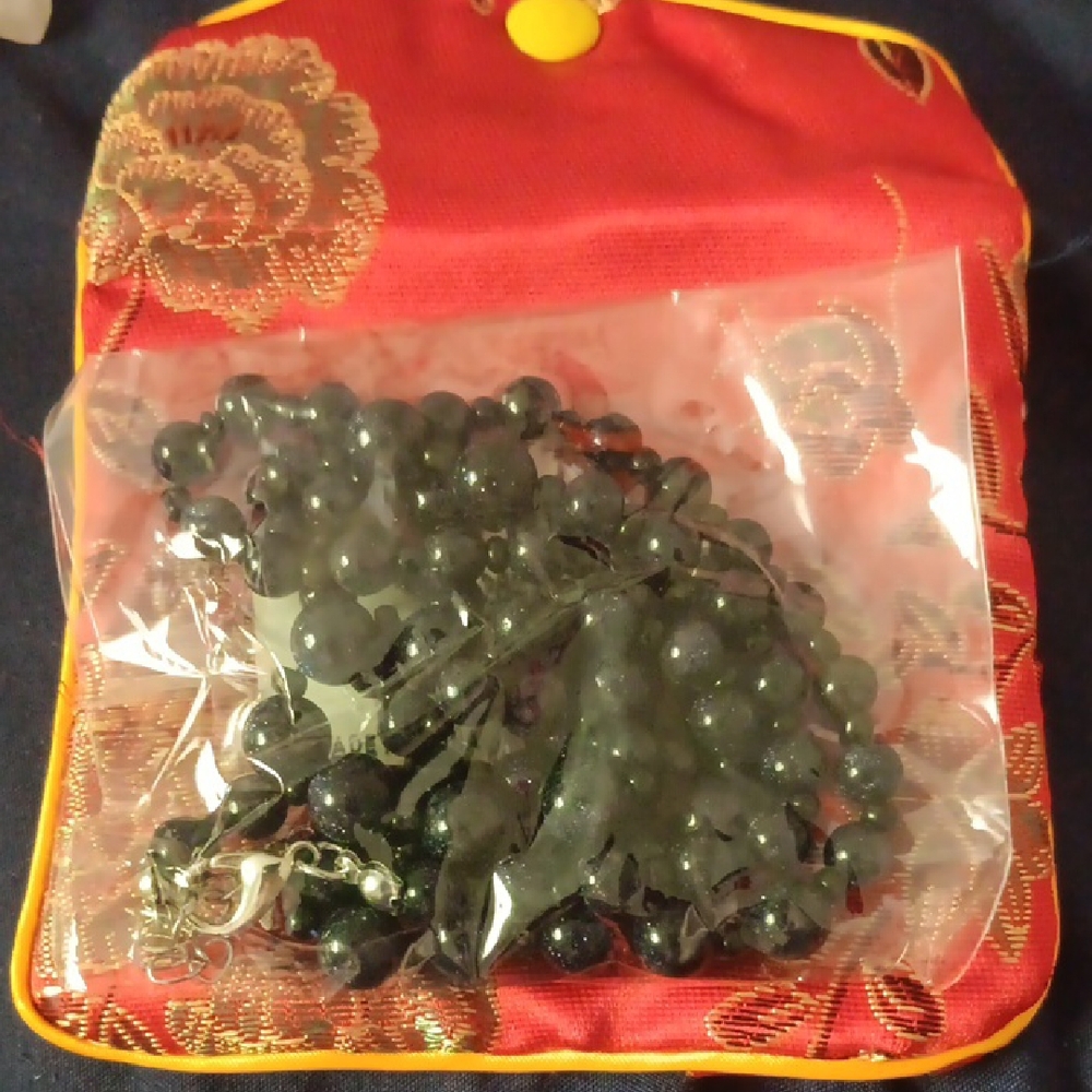 Blue Sandstone and Blue Glass 166.00 ctw 2 Row Beaded Necklace in Silvertone